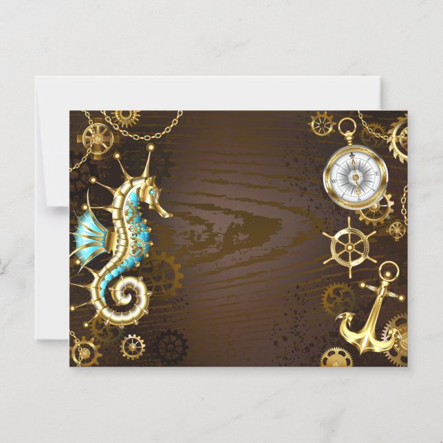 Holzboden mit mechanischem Seepferd Magneteinladung (Vorderseite)