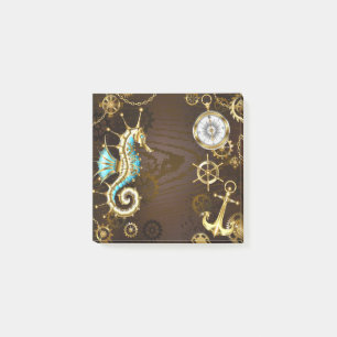 Holzboden mit mechanischem Seepferd Post-it Klebezettel