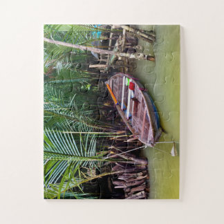 Holzboot im Mekong-Delta