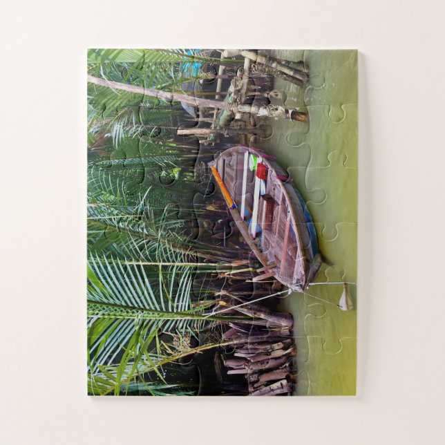 Holzboot im Mekong-Delta (Vertikal)