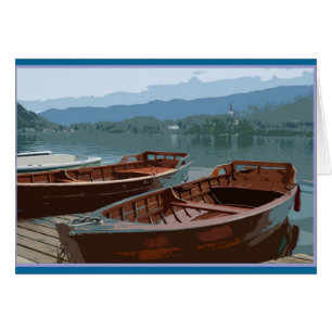 Holzboote am Bled-See, Slowenien