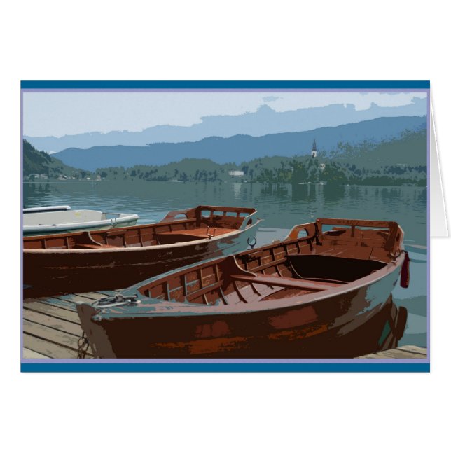 Holzboote am Bled-See, Slowenien (Vorderseite (Horizontal))