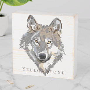 Holzbox Art-Yellowstone Wolf Holzkisten Schild