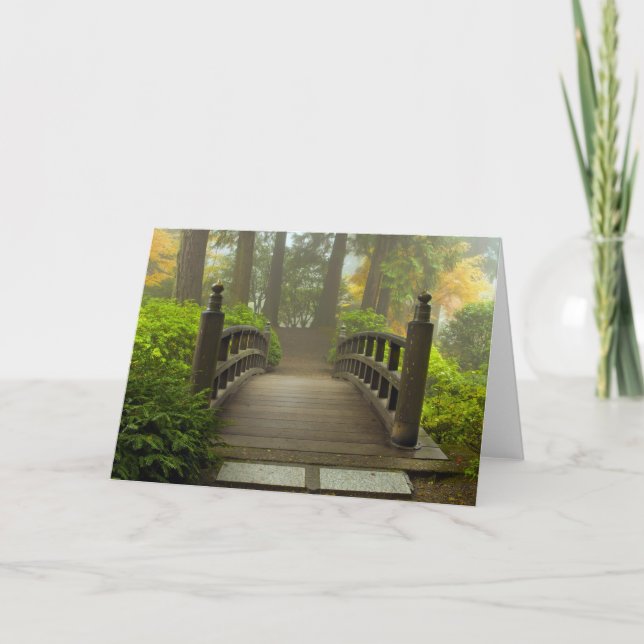 Holzbrücke in der japanischen Gartengrillkarte Karte (Vorderseite)