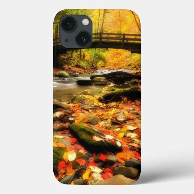 Holzbrücke und Bach im Herbst Case-Mate iPhone Hülle (Rückseite)