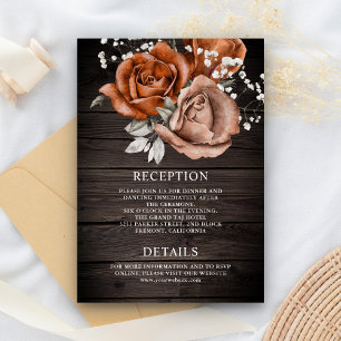 Holzburnt Orange Rose Terracotta Hochzeit Details Begleitkarte