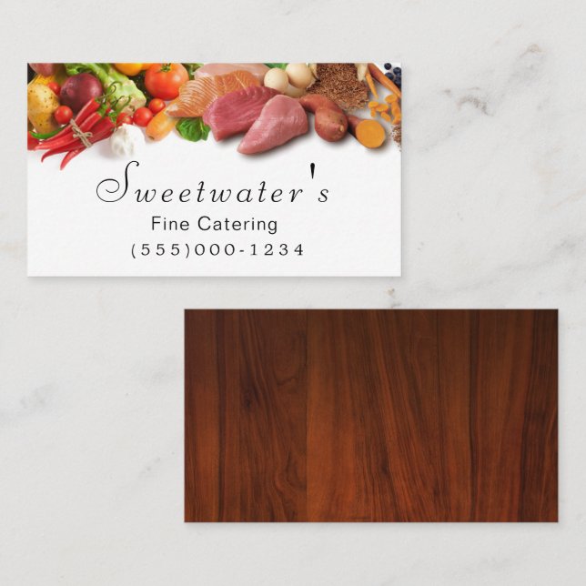 Holzdesign Lebensmittel pflanzliche Koch Catering Visitenkarte (Vorne/Hinten)