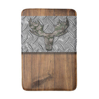 Holzdiamantplatte Camouflage Hirschkopf Badematte