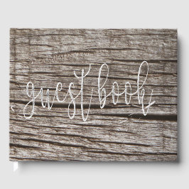 Holzdunkelholz Beach House Personalisiert Gästebuch