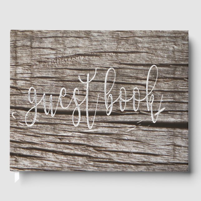 Holzdunkelholz Beach House Personalisiert Gästebuch (Vorderseite)