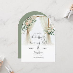 Holzene Blumenbogen Arch Grün Rosen Rustikale Hoch Einladung