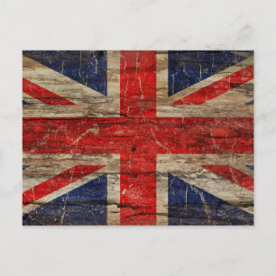 Holzene Vintage-Union-Jack-Flagge Postkarte