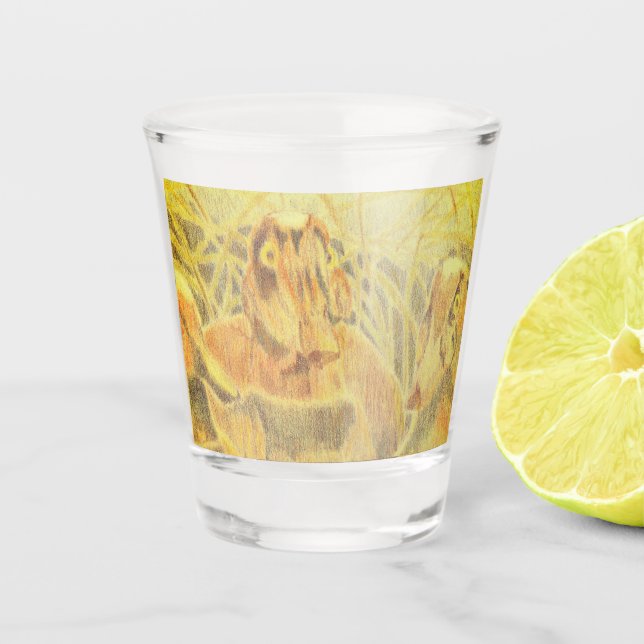 Holzenten auf Wasser Schnapsglas (Vorderseite)