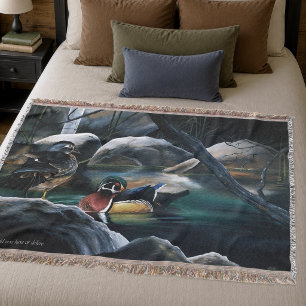 Holzenten Paar Teich Natur Wildtiere Bunt Decke