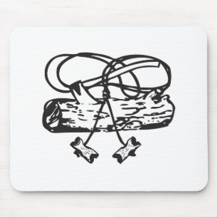 Hölzerne Abzeichen Axt-n-Klotz Mausunterlage Mousepad