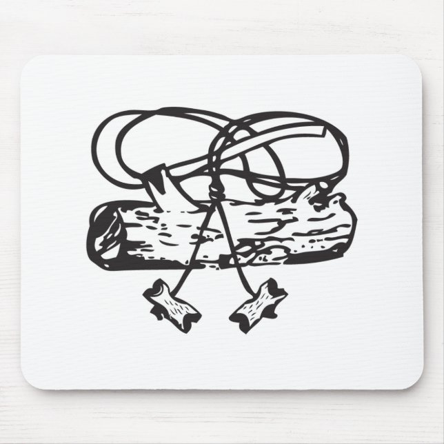 Hölzerne Abzeichen Axt-n-Klotz Mausunterlage Mousepad (Vorne)