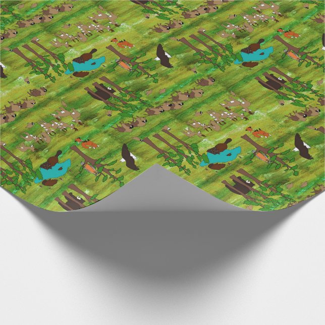 Hölzerne Abzeichen-Lebewesen-Landschaft Geschenkpapier (Ecke)