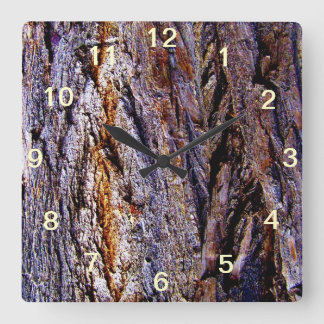 Hölzerne Baumrinde-Quadrat-Wanduhr Quadratische Wanduhr