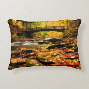 Hölzerne Brücke und Nebenfluss im Fall Dekokissen