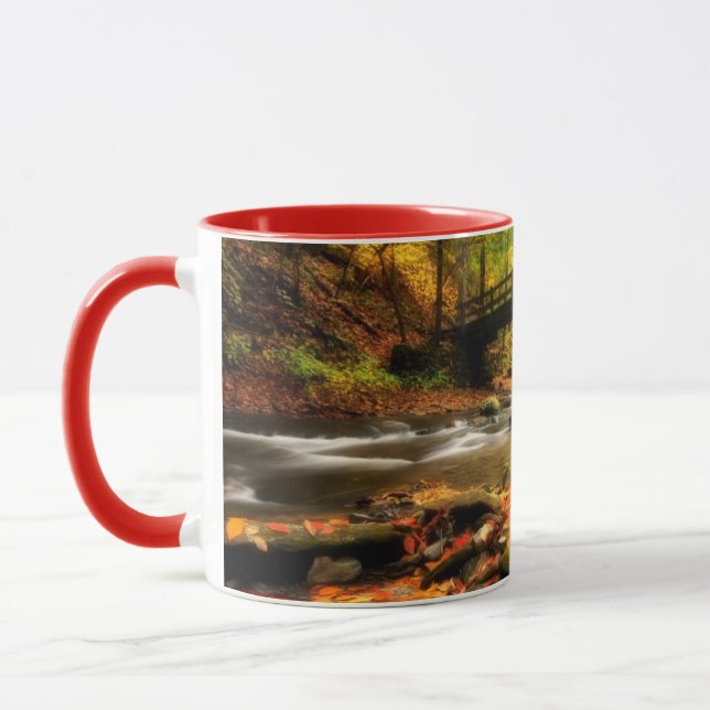 Hölzerne Brücke und Nebenfluss im Fall Tasse (Links)
