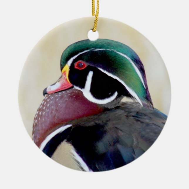 Hölzerne Ente Drake Keramikornament (Vorne)