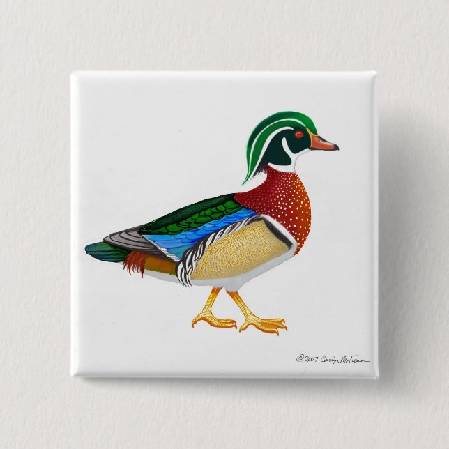 Hölzerne Enten-Button Button (Vorderseite)