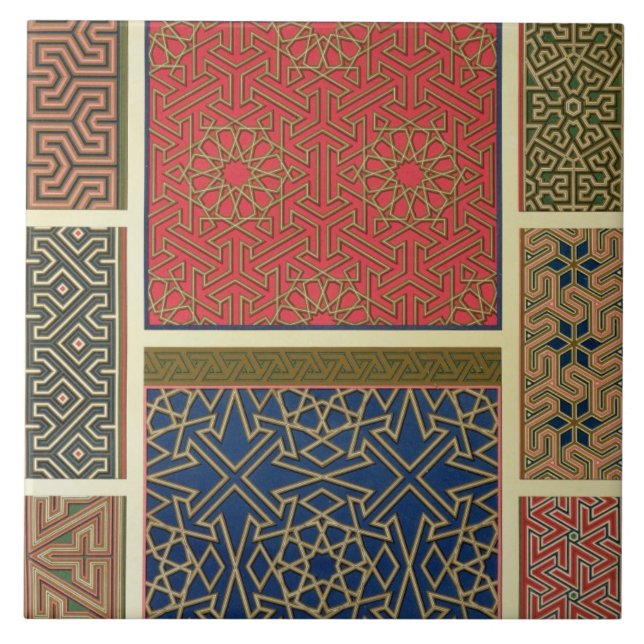 Hölzerne Fächer und Grenzen, 'von der arabischen Fliese (Vorderseite)