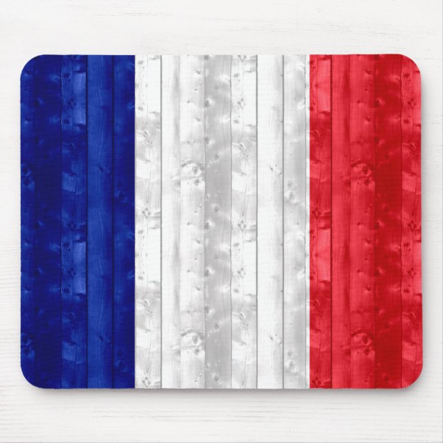 Hölzerne französische Flagge Mousepad (Vorne)