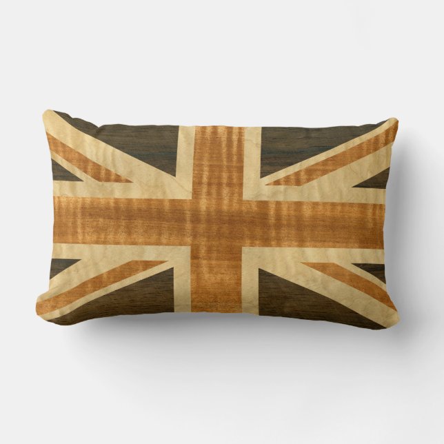 Hölzerne Gewerkschafts-Jack Großbritannien-Flagge Lendenkissen (Vorderseite)