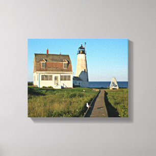 Hölzerne Insel-Leuchtturm-Maine eingewickelte Leinwanddruck