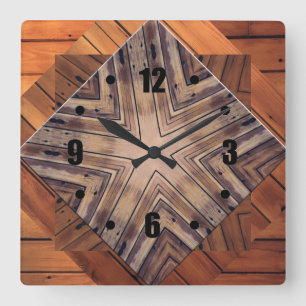 Hölzerne Kaleidoskop-Entwurfs-Quadrat-Wanduhren Quadratische Wanduhr