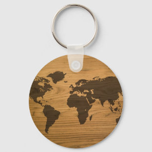 Hölzerne Korn-Weltkarte Schlüsselanhänger