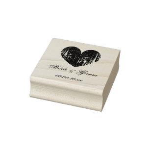 Hölzerne Kunst-Hochzeits-Briefmarke mit Vintagem Gummistempel