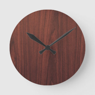 Hölzerne Mahagonibeschaffenheit Runde Wanduhr