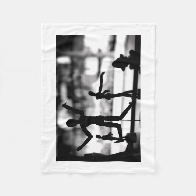 Hölzerne Marionette BW Fleecedecke (Vorderseite)