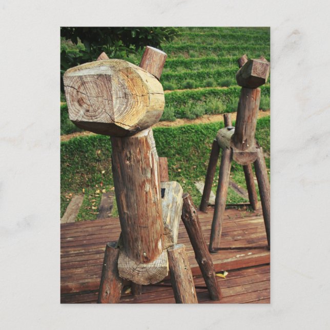Hölzerne Pferde Postkarte (Vorderseite)