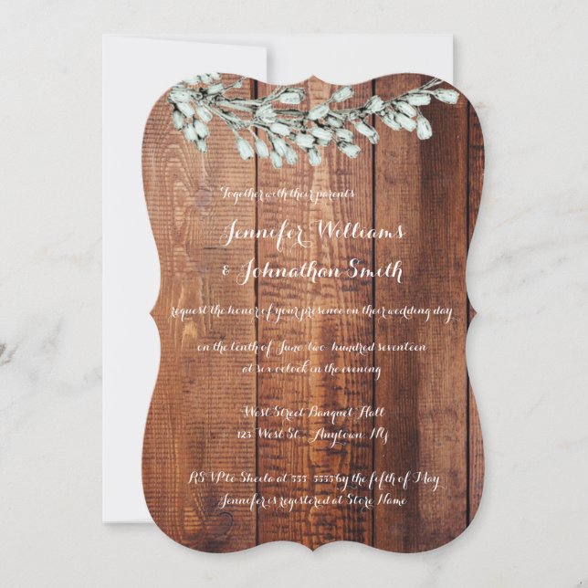 Hölzerne rustikale Blumenhochzeitseinladungen Einladung (Vorderseite)