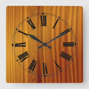 Hölzerne Teakholz-Wanduhr Quadratische Wanduhr