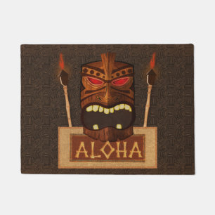 Hölzerne Tiki-Maske Vintage Retro Aloha Hawaiianis Fußmatte