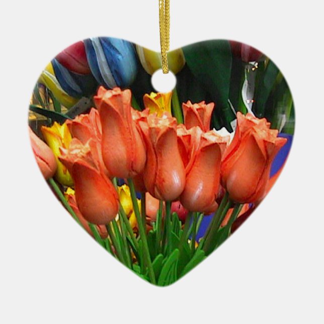 Hölzerne Tulpen von Amsterdam Keramik Ornament (Vorne)