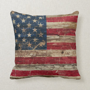 Hölzerne Vintage amerikanische Flagge Kissen
