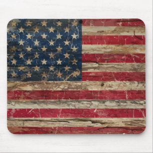 Hölzerne Vintage amerikanische Flagge Mousepad