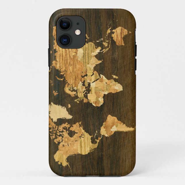 Hölzerne Weltkarte Case-Mate iPhone Hülle (Rückseite)