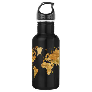 Hölzerne Weltkarte Edelstahlflasche