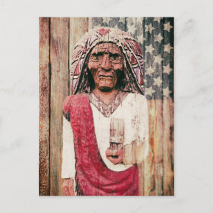 Hölzerner Antiquitäten-Zigarettenladen-Indianer Postkarte