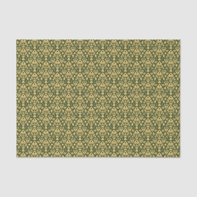 Hölzerner Blumendamastmusterhintergrund Seidenpapier (Vorderseite)