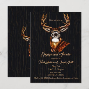 Hölzerner Holzhirsch Ländliche Country-Hochzeitsdu Einladung