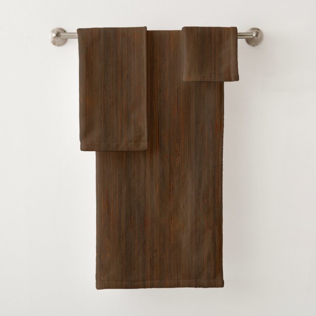 Hölzerner Korn-Bambusblick dunkle Walnuss-Browns Badhandtuch Set (Insitu)