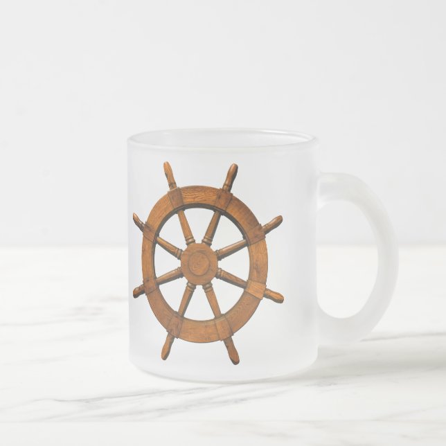 Hölzerner Schiffs-Helm Mattglastasse (Rechts)