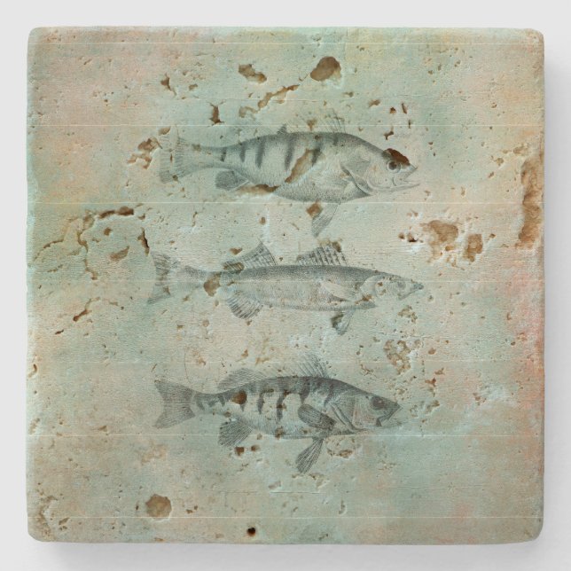 Hölzerner strukturierter Blick-Fisch-Entwurf Steinuntersetzer (Vorderseite)
